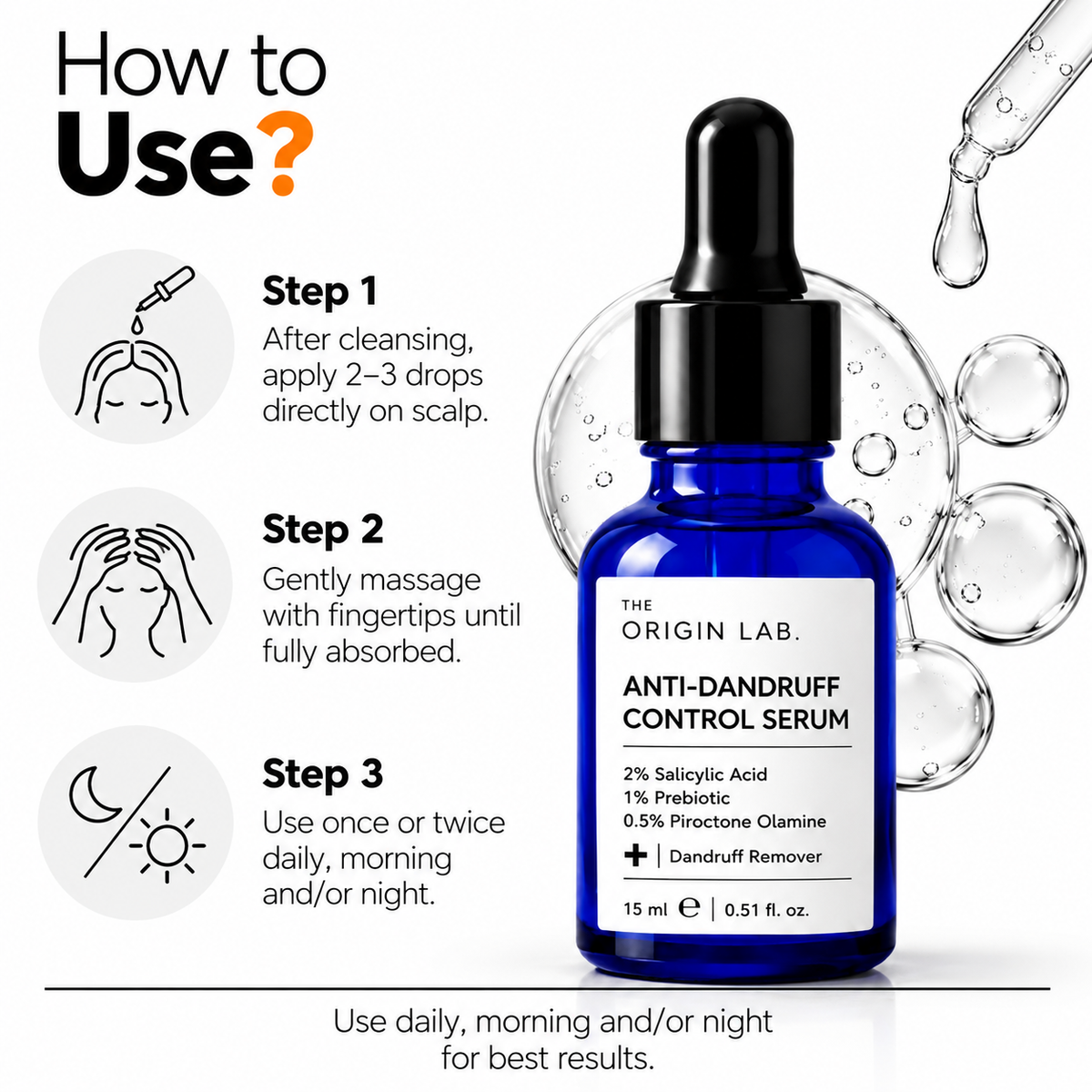 The Origin Lab. Anti-Dandruff Control Serum – 2% Salicylic Acid + 0.5% Piroctone Olamine