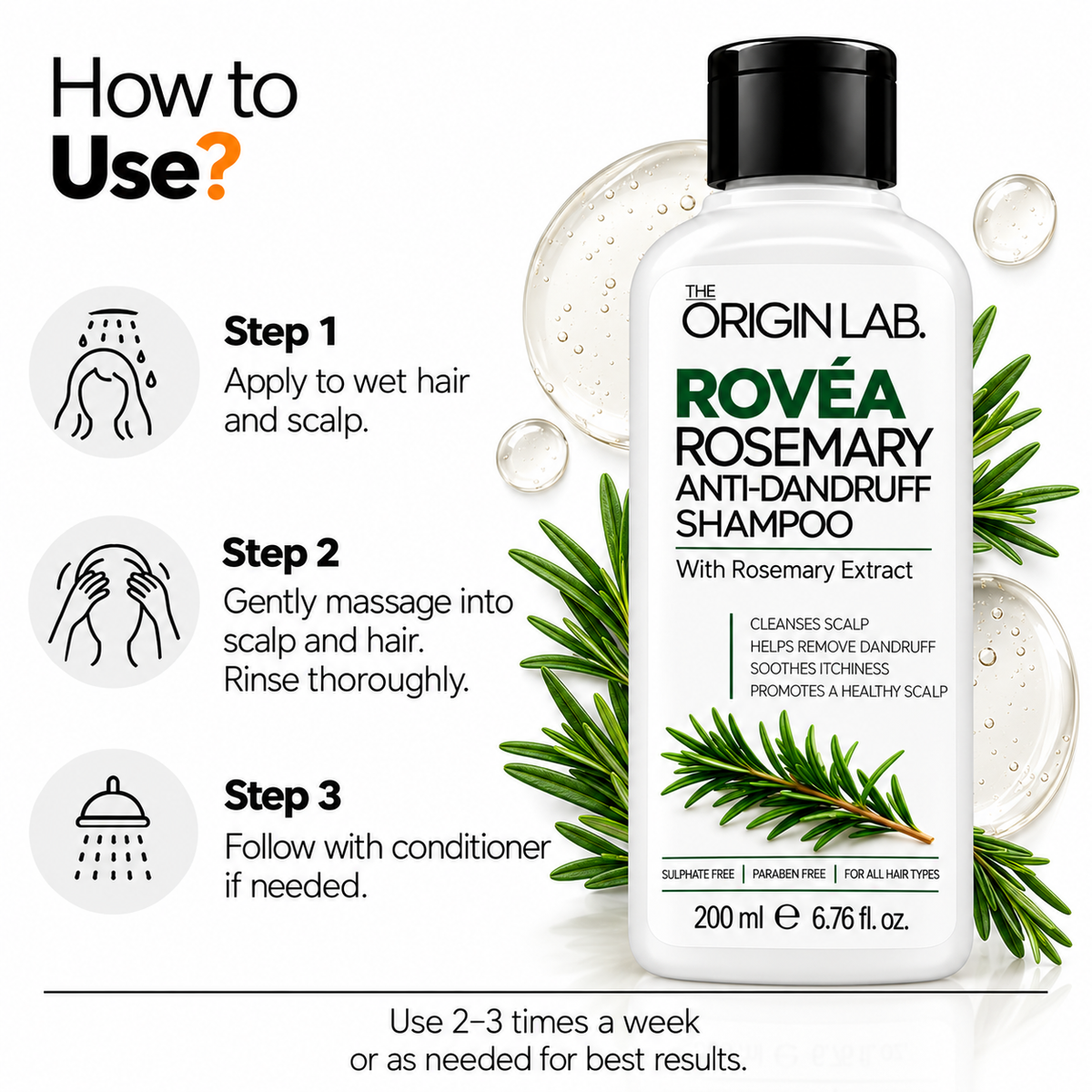 The Origin Lab.ROVÉA Rosemary Anti-Dandruff Shampoo 200ml