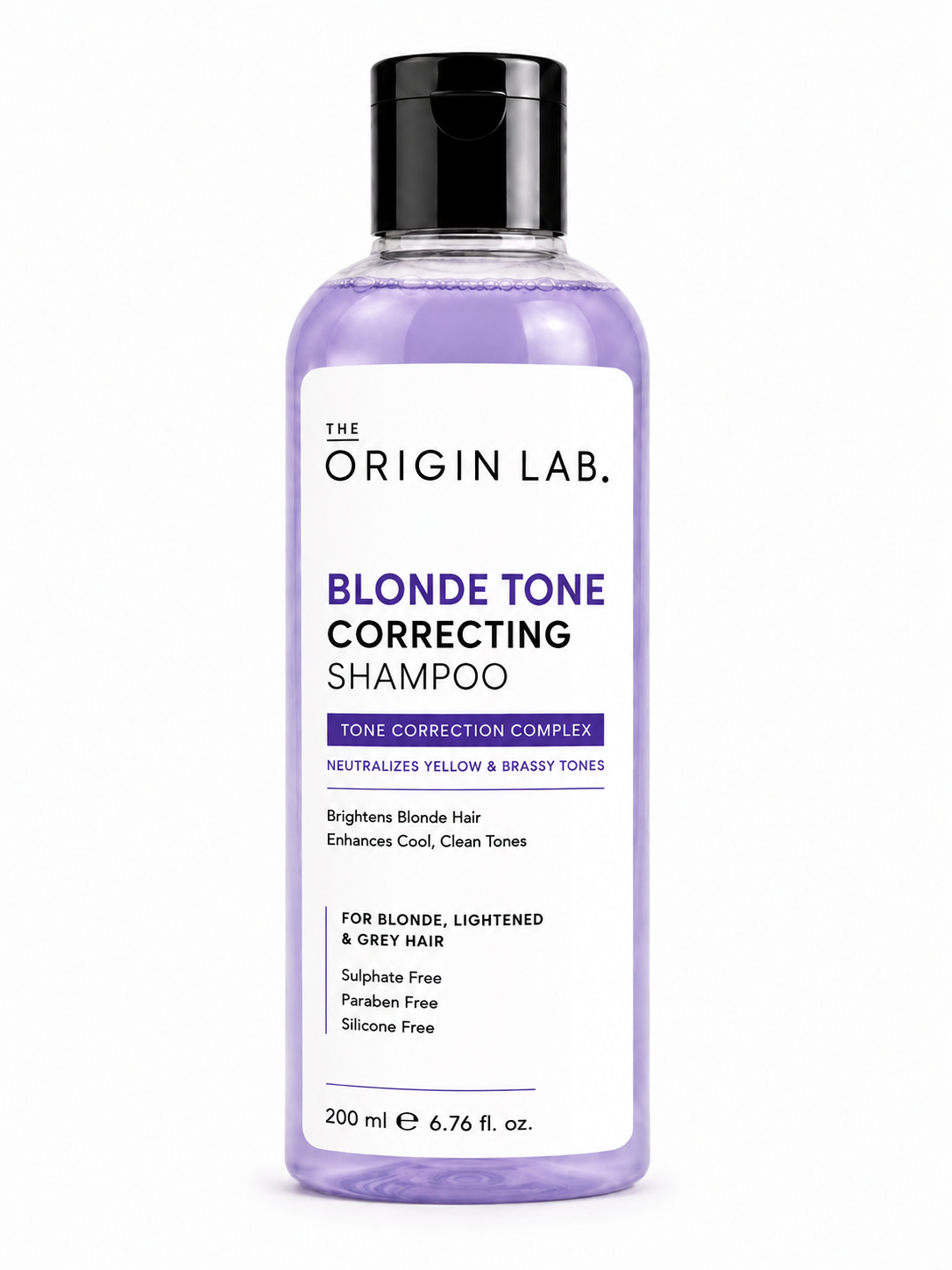 The Origin Lab Blonde Tone Correcting Shampoo – Neutralizes Yellow & Brassy Tones | 200 ml