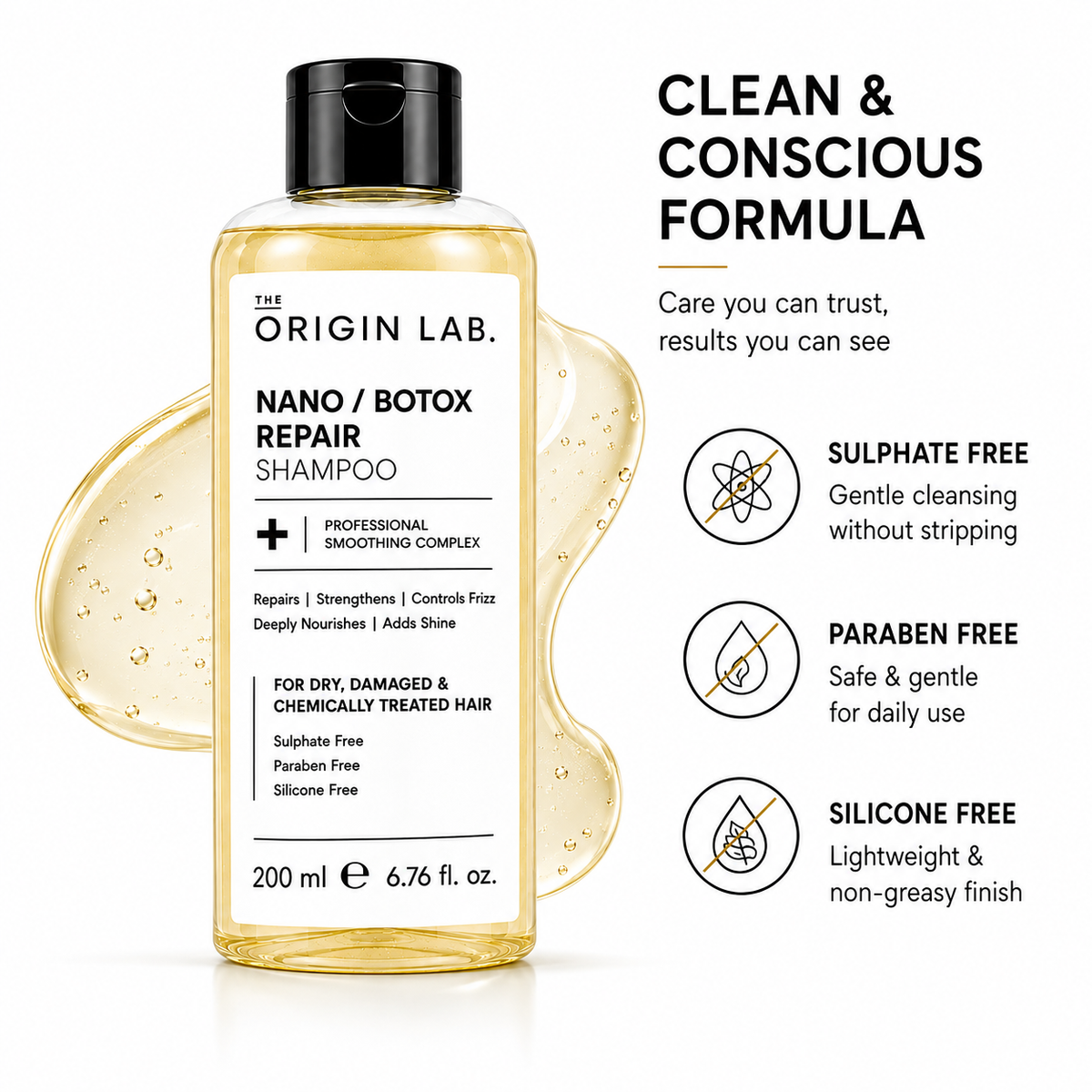 The Origin Lab Nano / Botox Repair Shampoo – Professional Smoothing Complex | 200 ml