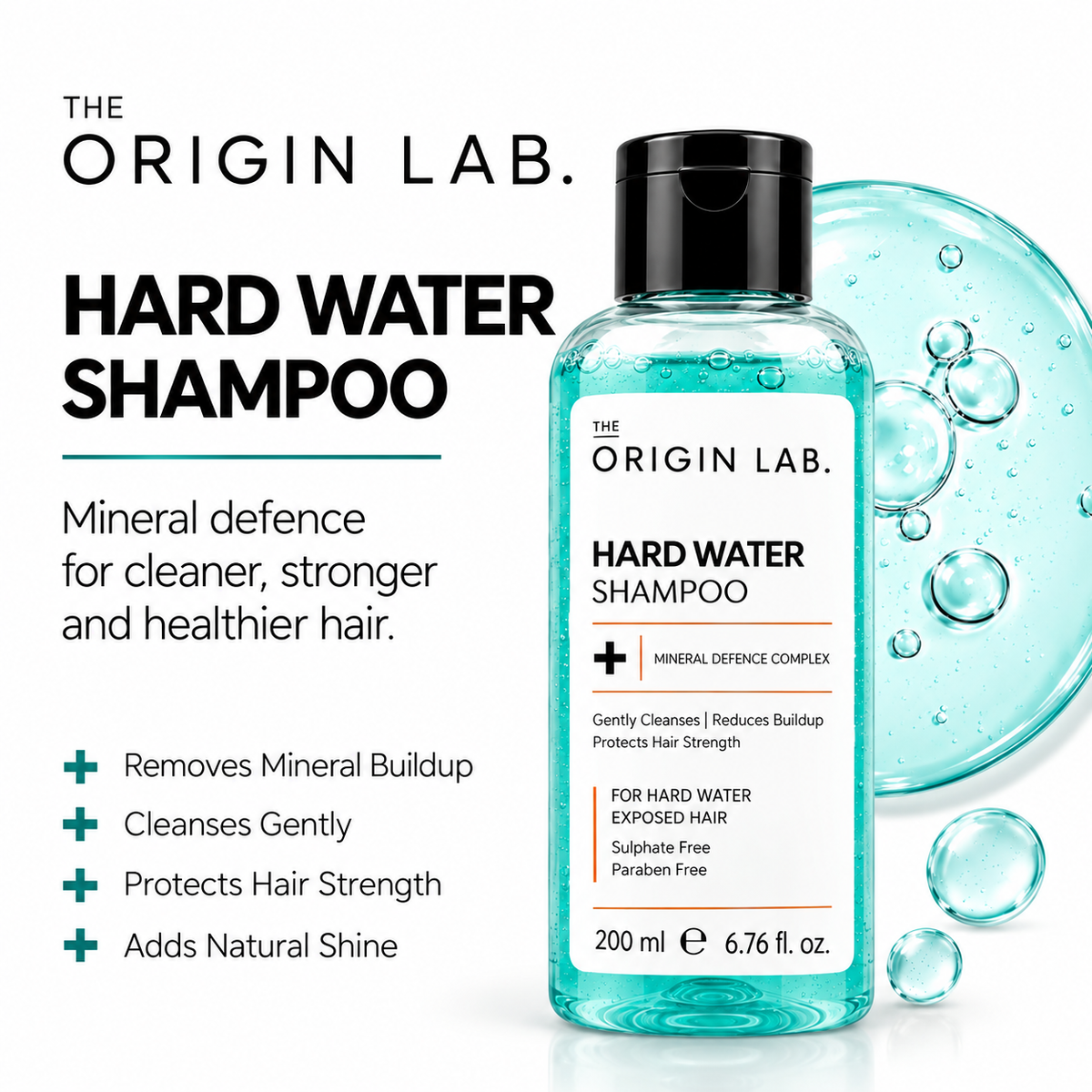 The Origin Lab Hard Water Shampoo – Mineral Defence Complex | 200 ml