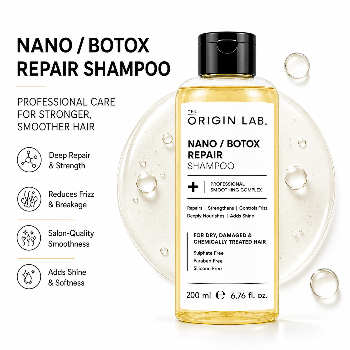 The Origin Lab Nano / Botox Repair Shampoo – Professional Smoothing Complex | 200 ml