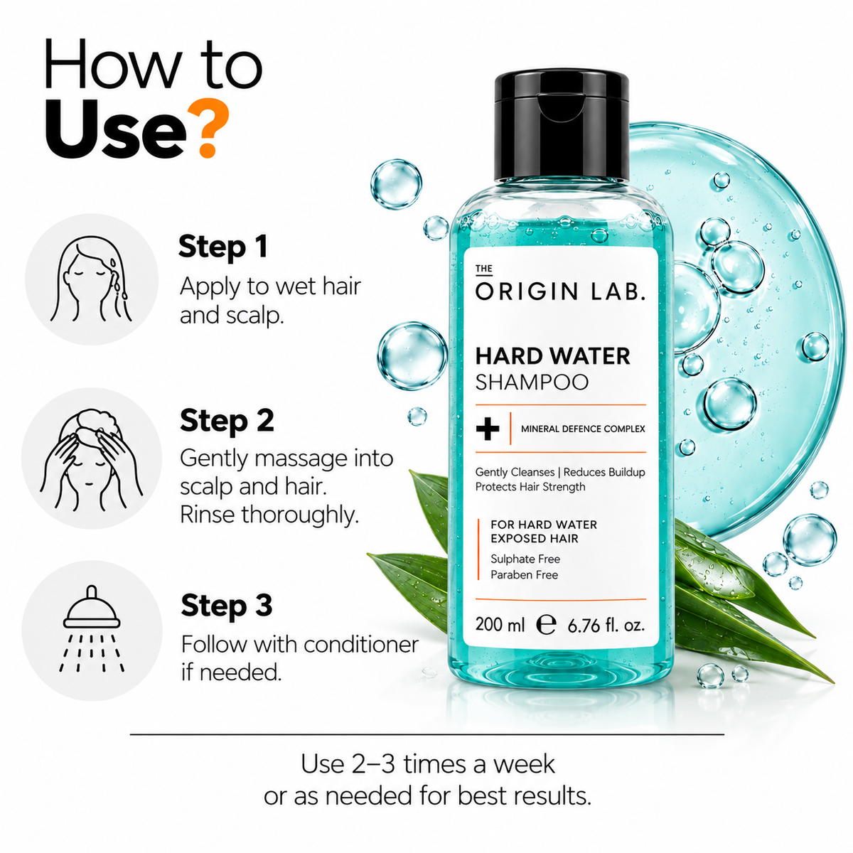 The Origin Lab Hard Water Shampoo – Mineral Defence Complex | 200 ml
