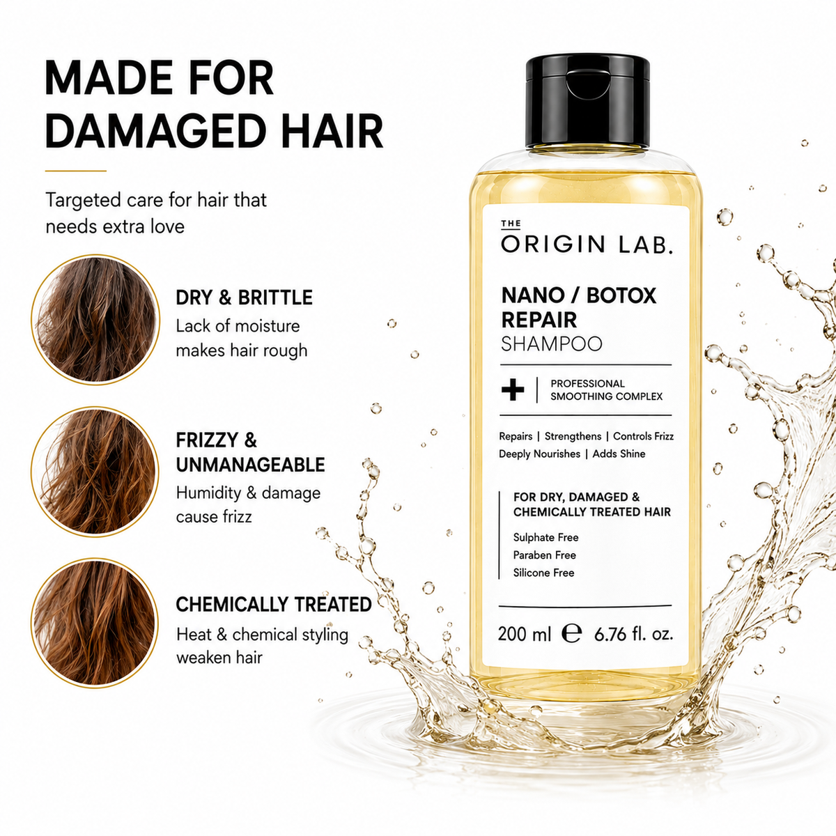 The Origin Lab Nano / Botox Repair Shampoo – Professional Smoothing Complex | 200 ml